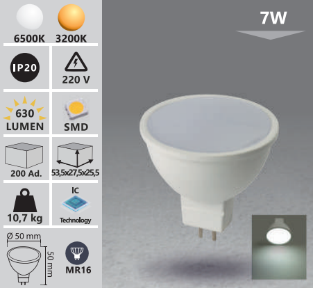 LED žarnica MR16 7W