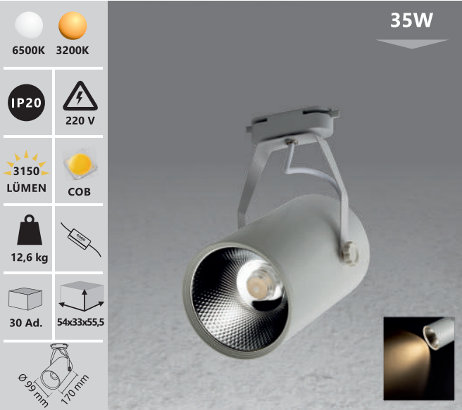 Track light  35W beli/črni